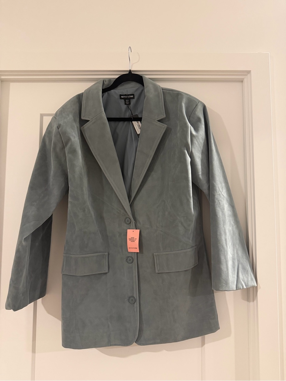 Soft Sage Leather Blazer Jacket - Women